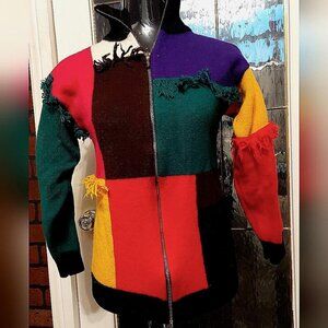 Eclectic Vintage Wool Jacket Maximalist Y2K Indie Patchwork Aesthetic